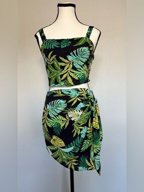 GB girls Black Tropical Print Two-Piece Romper Set